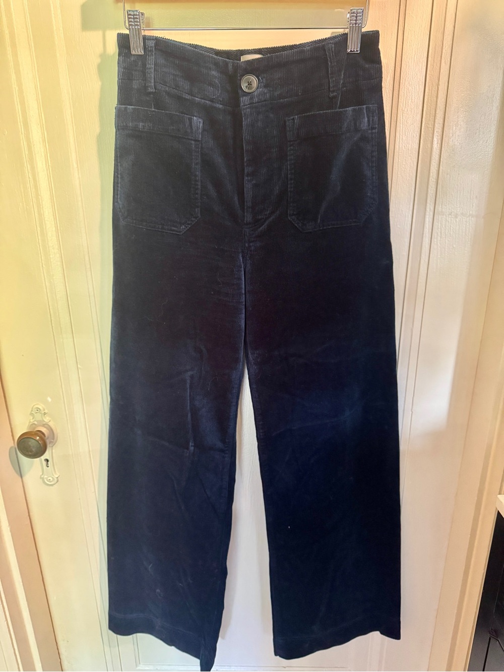 Maeve the Colette Wide-Leg Corduroy Pants in Navy Blue Sz 28 - Picture 5 of 6